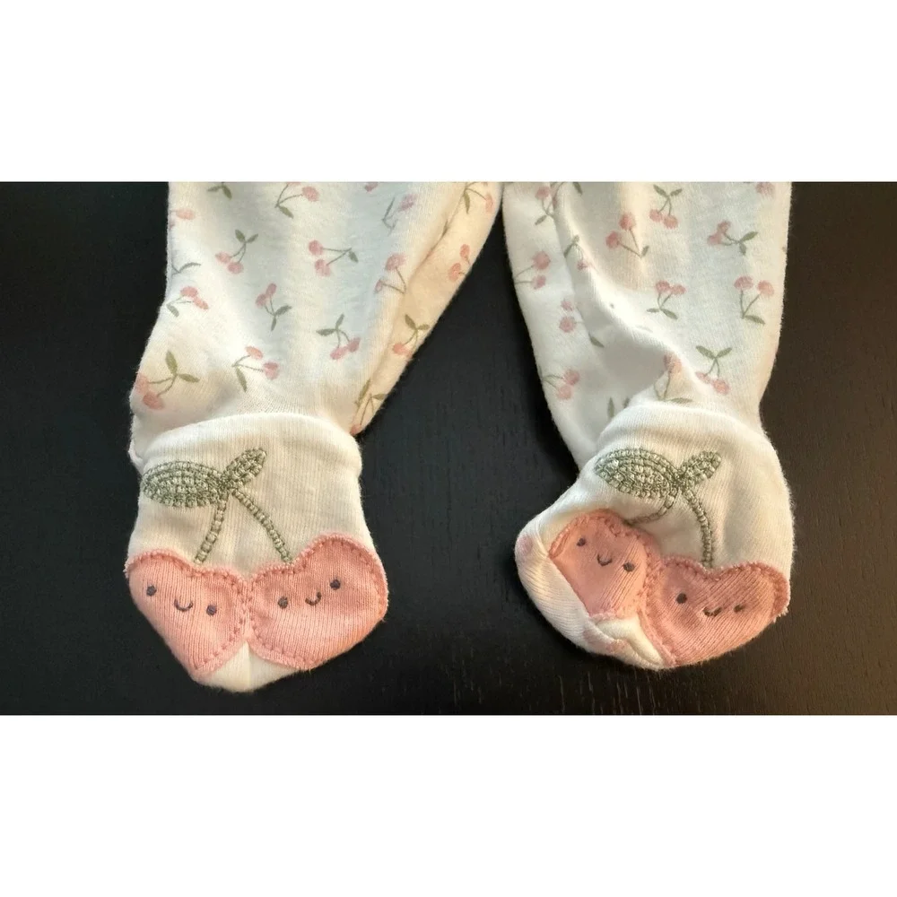 Carter's‎ Newborn Footed Fruit Pajama PJ Pants Baby White/Pink Infant Sleepwear